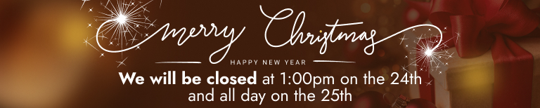 Christmas Banner | We will be closed December 24th at 1pm and December 25th all day